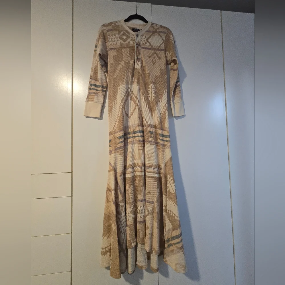 Polo Ralph Lauren Aztec Navajo Inspired Henley Midi Long Sleeve Dress (NWOT) - Picture 5 of 6